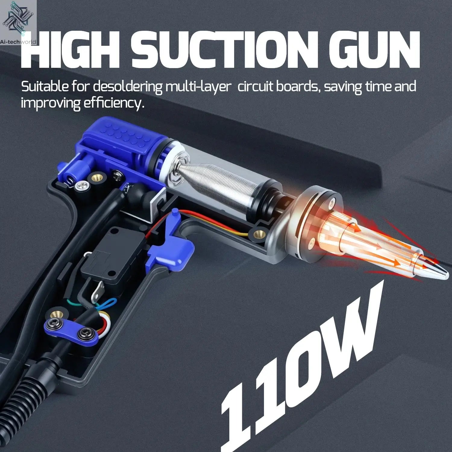WEP Suction Tin Gun Soldering Station 90W 110W Digital BGA Soldering Suction, Vacuum Precise Temperature ºC/°F display, Sleep - Ai-TechWorld