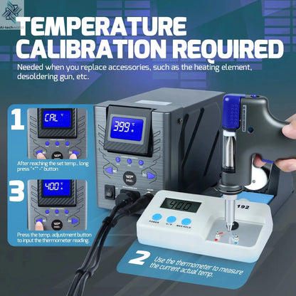 WEP Suction Tin Gun Soldering Station 90W 110W Digital BGA Soldering Suction, Vacuum Precise Temperature ºC/°F display, Sleep - Ai-TechWorld