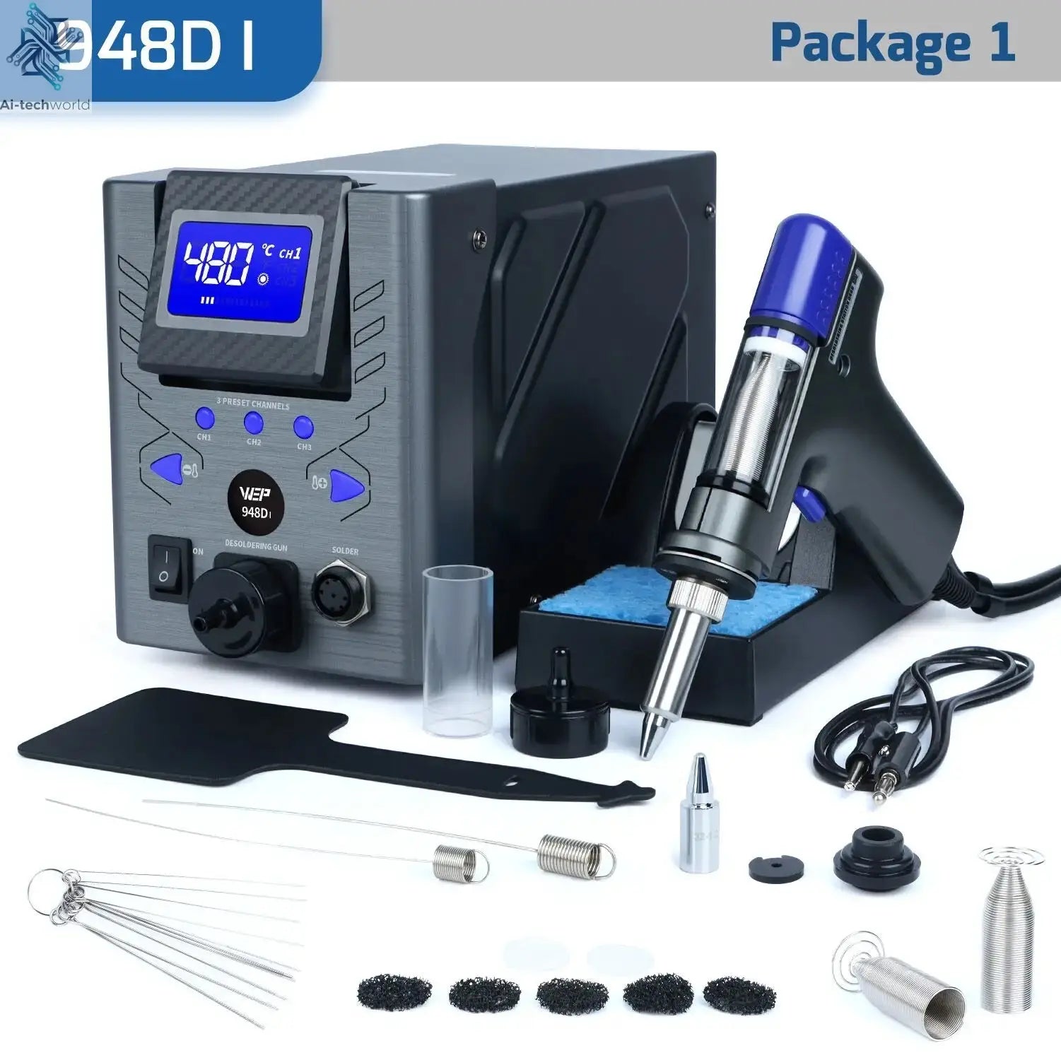 WEP Suction Tin Gun Soldering Station 90W 110W Digital BGA Soldering Suction, Vacuum Precise Temperature ºC/°F display, Sleep - Ai-TechWorld