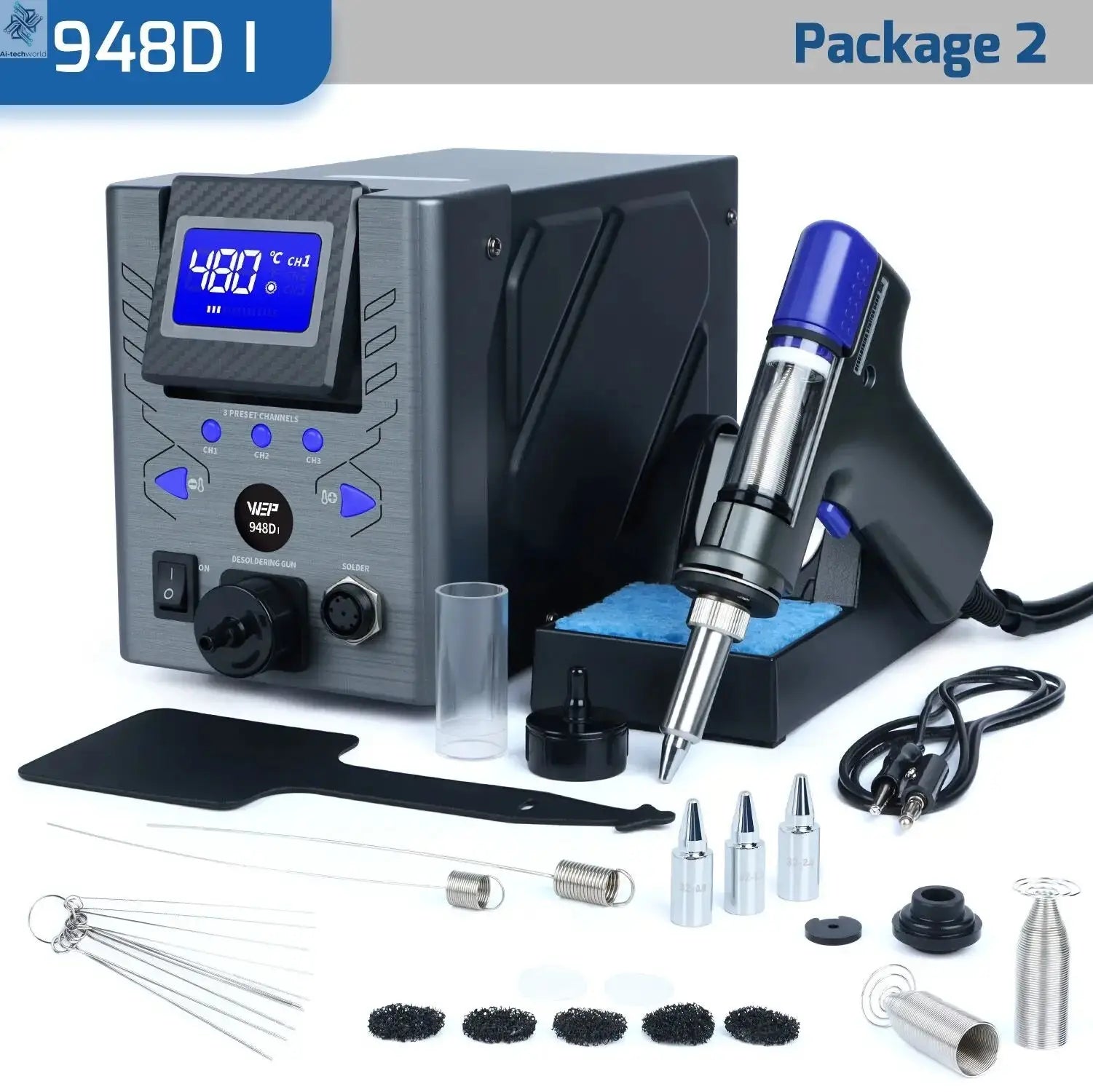 WEP Suction Tin Gun Soldering Station 90W 110W Digital BGA Soldering Suction, Vacuum Precise Temperature ºC/°F display, Sleep - Ai-TechWorld