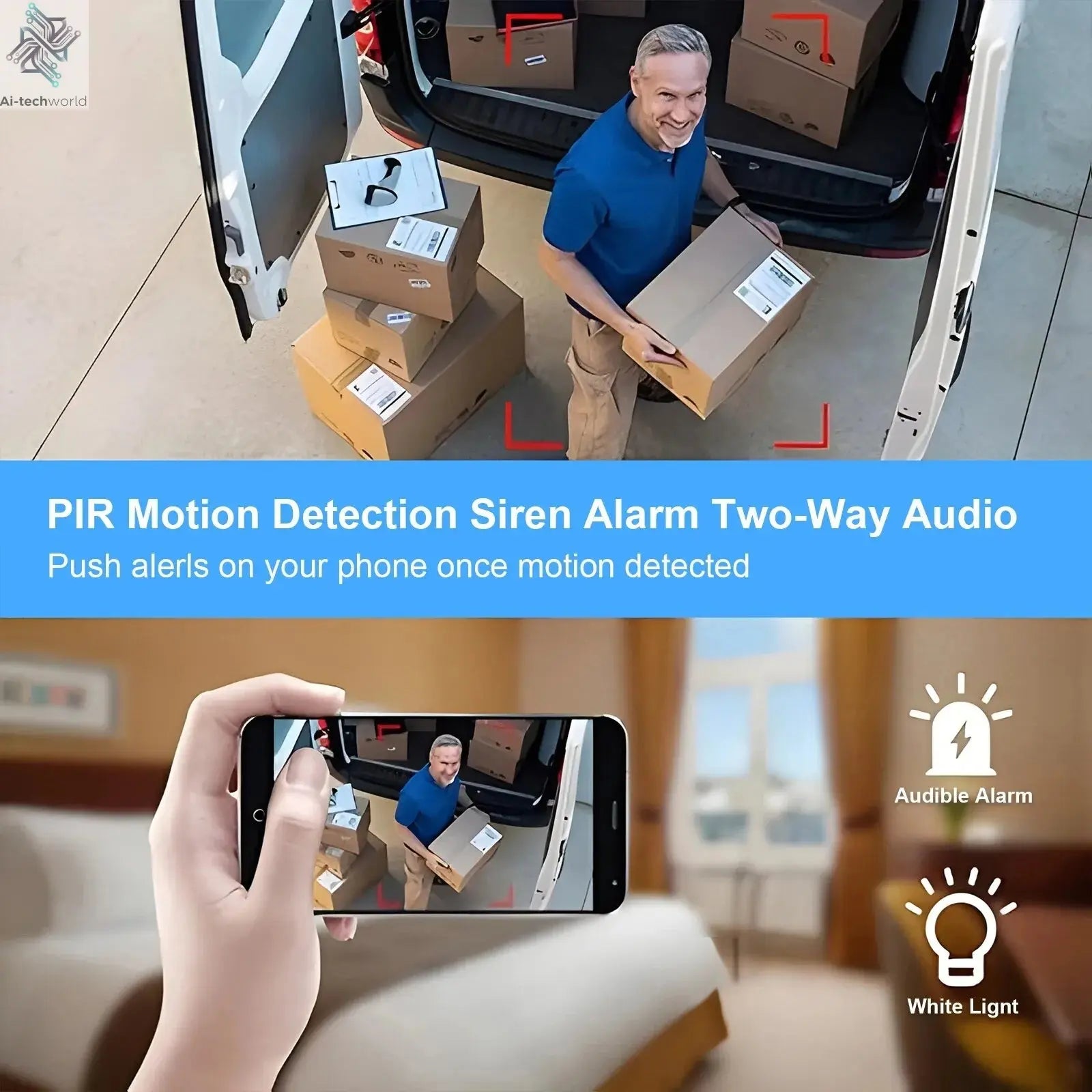 WIFI Survalance Camera 3MP Security Protection Outdoor IP Camera Smart Home Night Vision Video Recorder Battery Powered Ai-TechWorld 