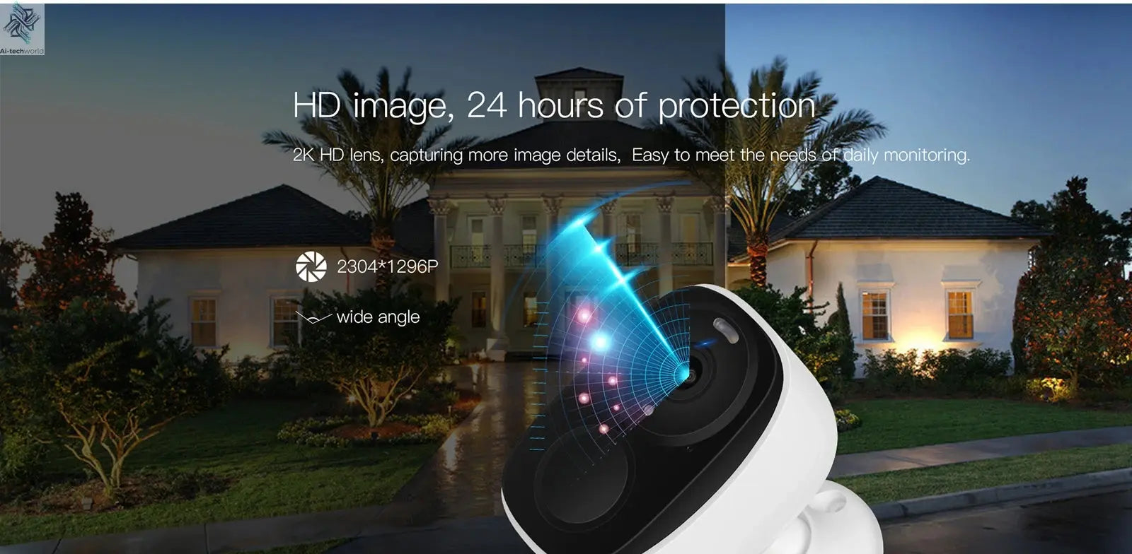 WIFI Survalance Camera 3MP Security Protection Outdoor IP Camera Smart Home Night Vision Video Recorder Battery Powered Ai-TechWorld 