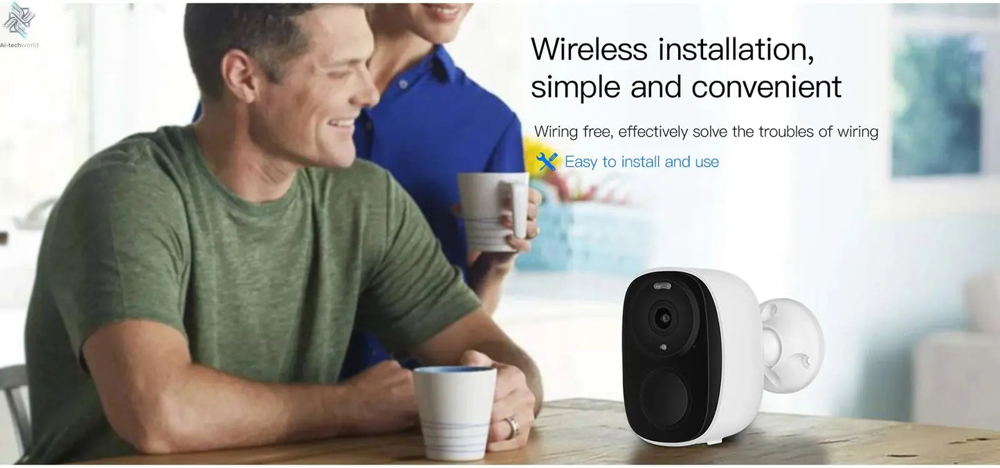 WIFI Survalance Camera 3MP Security Protection Outdoor IP Camera Smart Home Night Vision Video Recorder Battery Powered Ai-TechWorld 