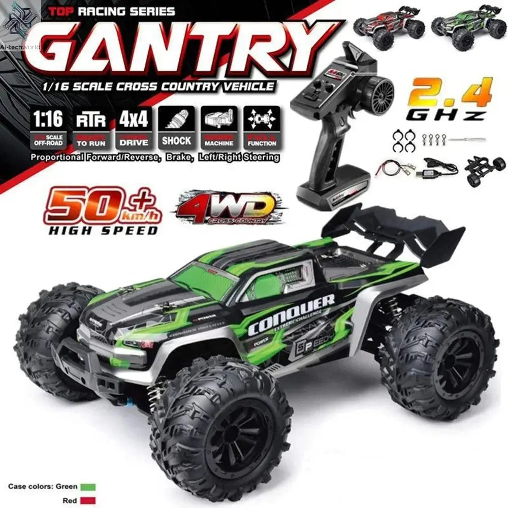 WLtoys 1:16 Scale Large RC Car 50km/h High Speed 4WD Children Toy for Boys Remote Control Car 2.4G Off Road Monster Truck RC Toy Ai-TechWorld 