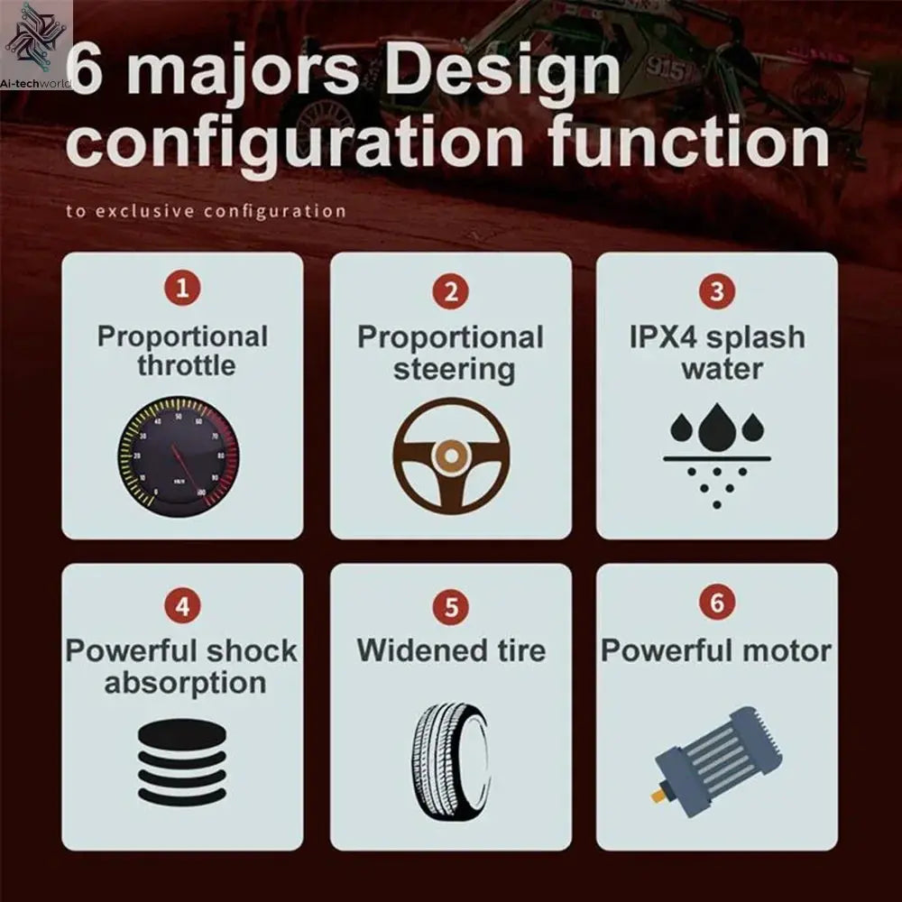 WLtoys 1:16 Scale Large RC Car 50km/h High Speed 4WD Children Toy for Boys Remote Control Car 2.4G Off Road Monster Truck RC Toy Ai-TechWorld 