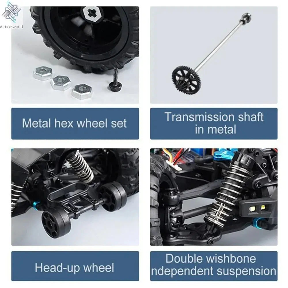 WLtoys 1:16 Scale Large RC Car 50km/h High Speed 4WD Children Toy for Boys Remote Control Car 2.4G Off Road Monster Truck RC Toy Ai-TechWorld 