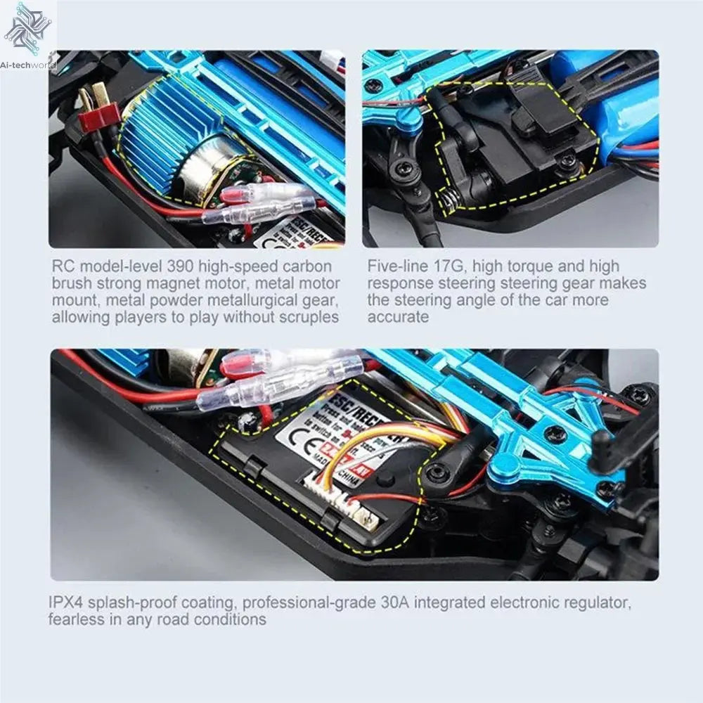 WLtoys 1:16 Scale Large RC Car 50km/h High Speed 4WD Children Toy for Boys Remote Control Car 2.4G Off Road Monster Truck RC Toy Ai-TechWorld 
