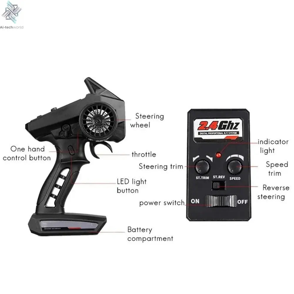 WLtoys 1:16 Scale Large RC Car 50km/h High Speed 4WD Children Toy for Boys Remote Control Car 2.4G Off Road Monster Truck RC Toy Ai-TechWorld 