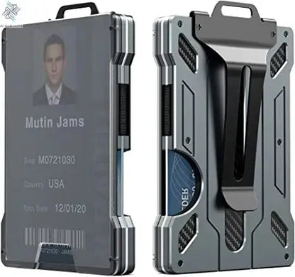 Wallet for Men Slim Aluminum Metal Money Clip with 1 Clear Window ID Badge Holder RFID Blocking Holds Up 15 Cards with Cash Clip Ai-TechWorld 