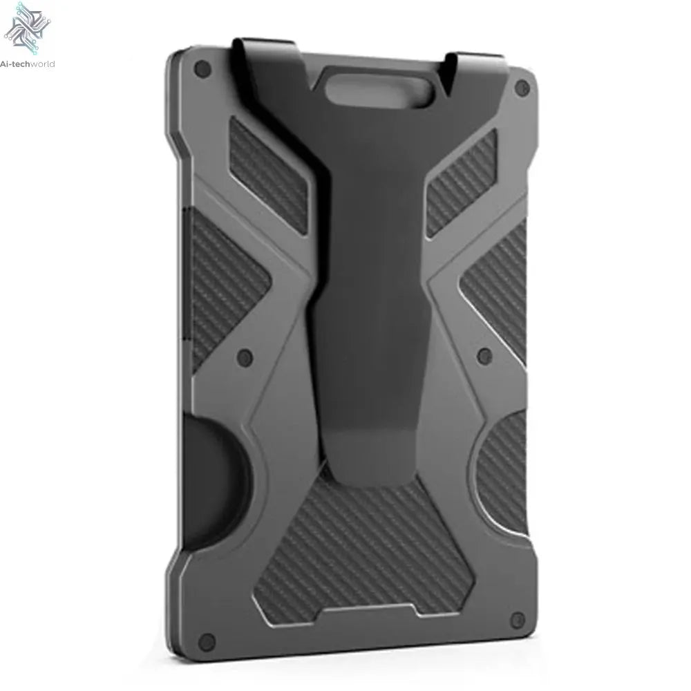 Wallet for Men Slim Aluminum Metal Money Clip with 1 Clear Window ID Badge Holder RFID Blocking Holds Up 15 Cards with Cash Clip Ai-TechWorld 