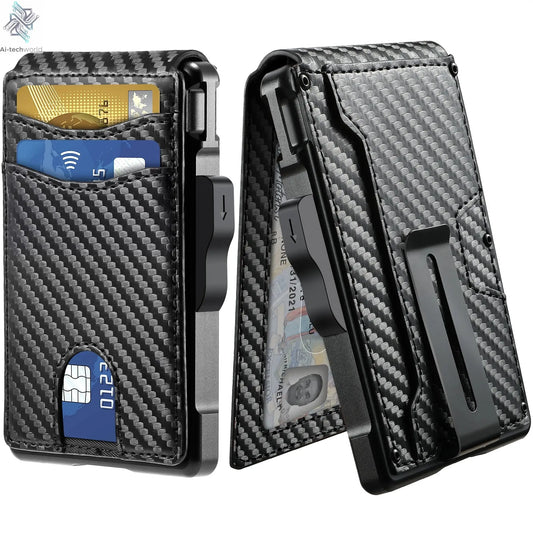 Wallet for Men, Mens Minimalist Wallet 9-13 Cards, Slim Compact Wallet with Money Clip & ID Window, RFID Blocking Smart Pop Up C - Ai-TechWorld