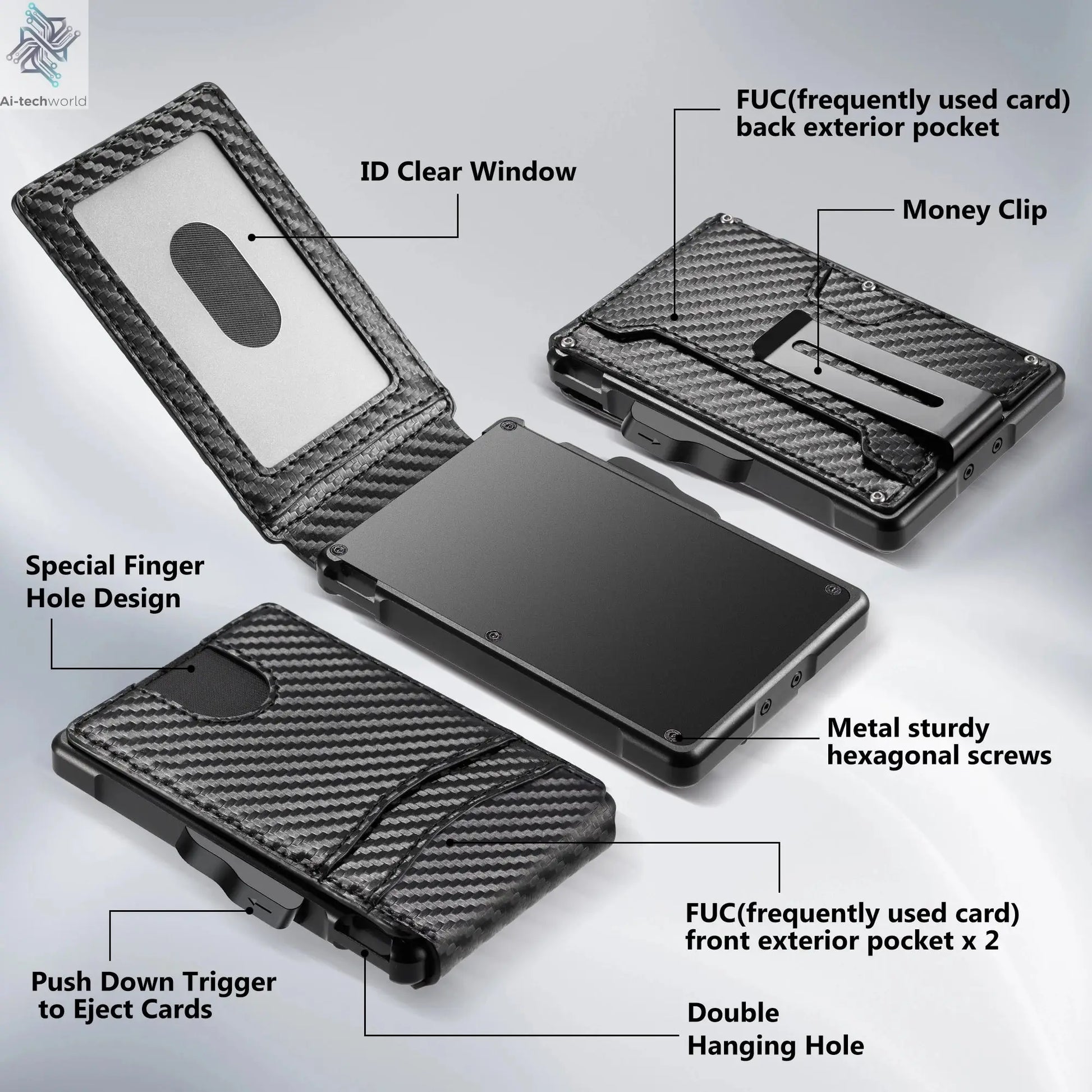 Wallet for Men, Mens Minimalist Wallet 9-13 Cards, Slim Compact Wallet with Money Clip & ID Window, RFID Blocking Smart Pop Up C - Ai-TechWorld