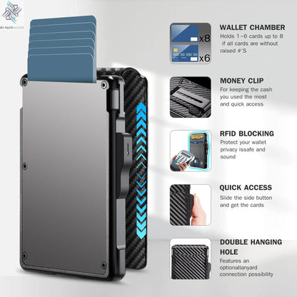 Wallet for Men, Mens Minimalist Wallet 9-13 Cards, Slim Compact Wallet with Money Clip & ID Window, RFID Blocking Smart Pop Up C - Ai-TechWorld