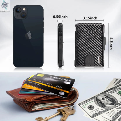 Wallet for Men, Mens Minimalist Wallet 9-13 Cards, Slim Compact Wallet with Money Clip & ID Window, RFID Blocking Smart Pop Up C - Ai-TechWorld