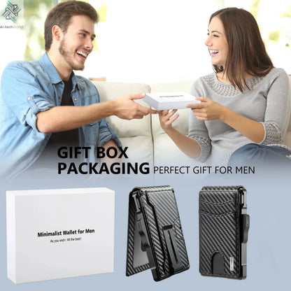 Wallet for Men, Mens Minimalist Wallet 9-13 Cards, Slim Compact Wallet with Money Clip & ID Window, RFID Blocking Smart Pop Up C - Ai-TechWorld