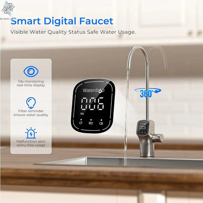 Waterdrop G3P800 Reverse Osmosis System, 800 GPD Fast Flow, NSF/ANSI 42 & 53 & 58 & 372 Certified, 3:1 Pure to Drain Ai-TechWorld 