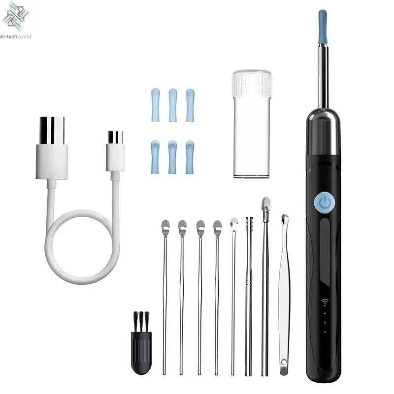 WiFi Endoscope 4.2mm 1080P Ear Picker Camera with Ear Spoon Base for iOS/Android Ear Cleaning Otoscope with Ear Wax Removal Tool Ai-TechWorld 