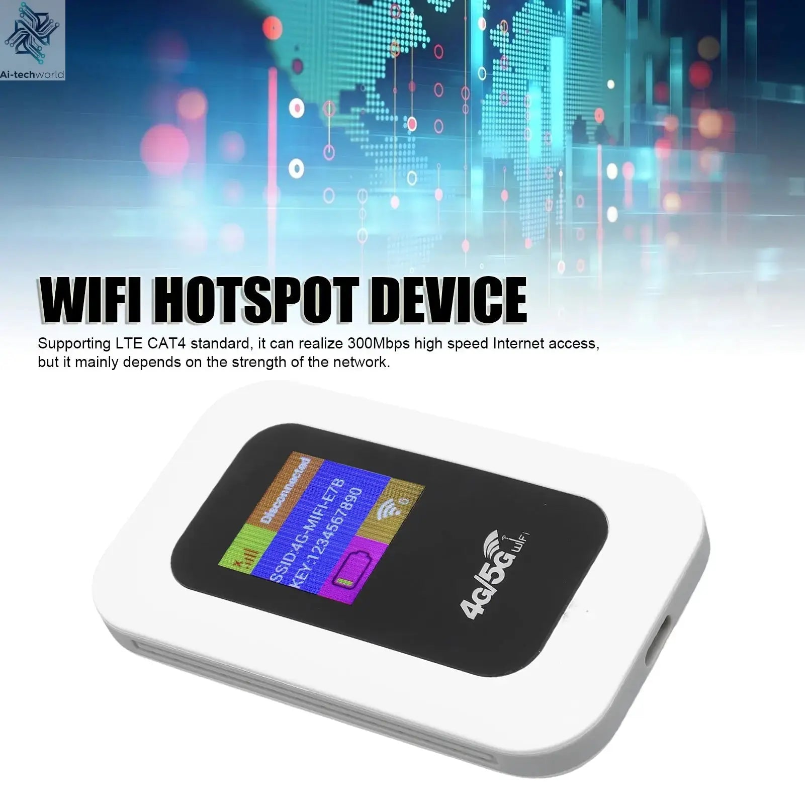 WiFi Hotspot Device 300Mbps High Speed 4G 5G  Wireless Network Device for Travel Camping WiFi Mobile Hotspot Device Ai-TechWorld 