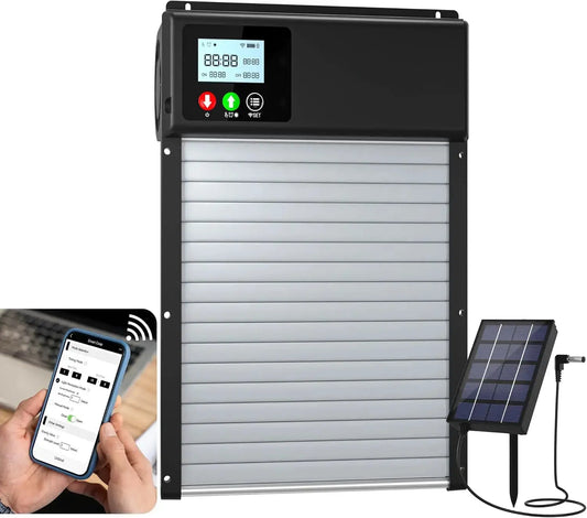 WiFi remote control automatic chicken coop door opener solar powered with 8000mAh battery, timing and light sensor settings - Ai-TechWorld