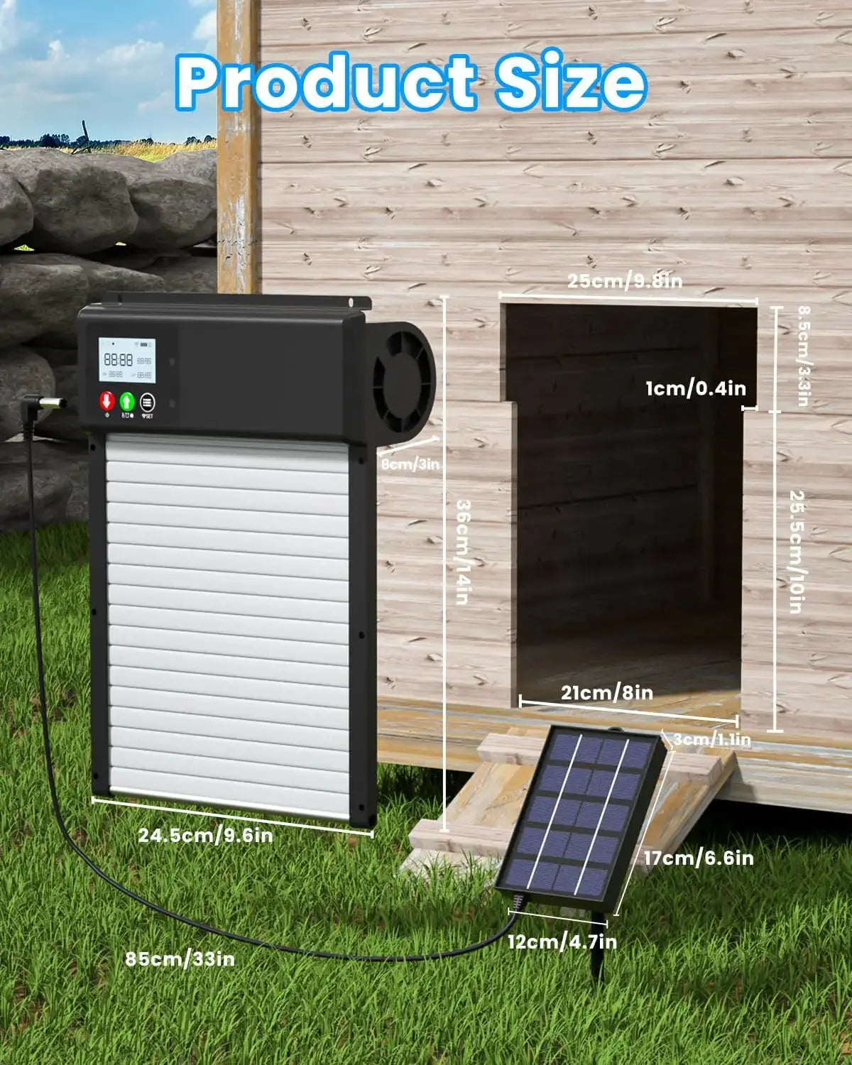 WiFi remote control automatic chicken coop door opener solar powered with 8000mAh battery, timing and light sensor settings - Ai-TechWorld