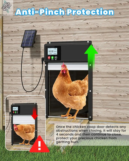 WiFi remote control automatic chicken coop door opener solar powered with 8000mAh battery, timing and light sensor settings - Ai-TechWorld