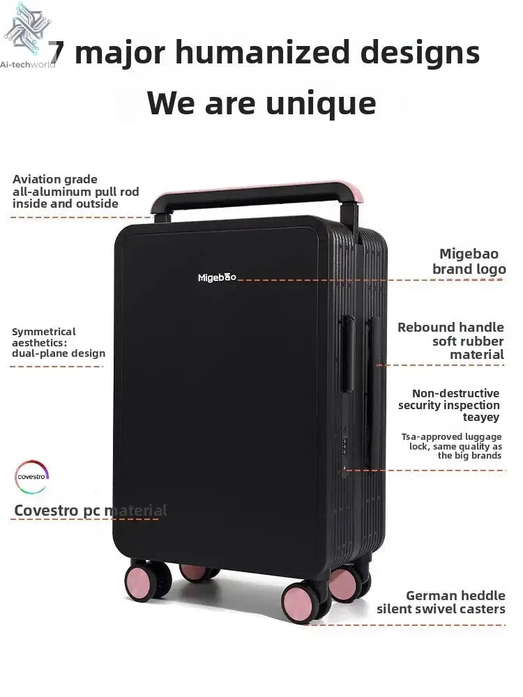 Wide Handle Rolling Luggage High-quality Durable PC Travel Suitcase Trolley Luggage with 360° Spinner Wheel TSA Lock Boarding Ai-TechWorld 