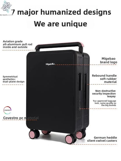 Wide Handle Rolling Luggage High-quality Durable PC Travel Suitcase Trolley Luggage with 360° Spinner Wheel TSA Lock Boarding Ai-TechWorld 