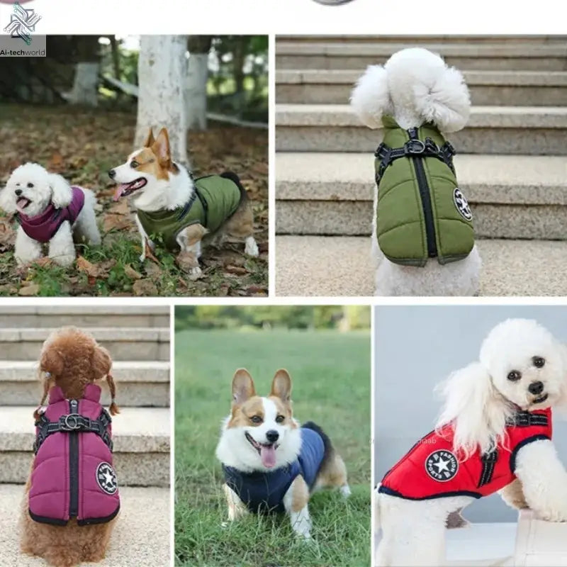 Winter Warm Pet Dog Jacket with Harness Waterproof Dog Coat Vest for Small Medium Chihuahua French Bulldog Outdoor Dog Clothes Ai-TechWorld 