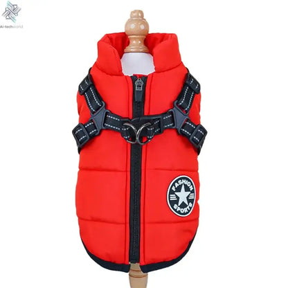 Winter Warm Pet Dog Jacket with Harness Waterproof Dog Coat Vest for Small Medium Chihuahua French Bulldog Outdoor Dog Clothes Ai-TechWorld 
