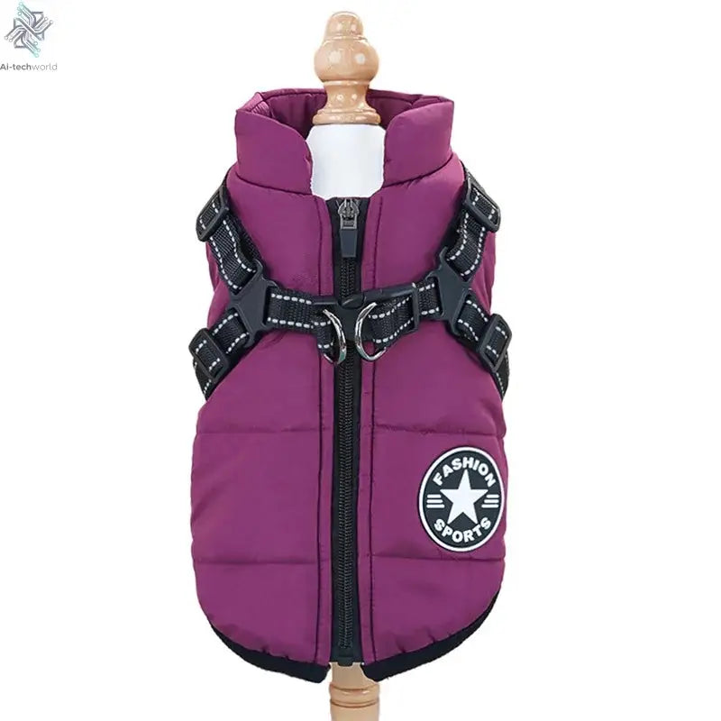 Winter Warm Pet Dog Jacket with Harness Waterproof Dog Coat Vest for Small Medium Chihuahua French Bulldog Outdoor Dog Clothes Ai-TechWorld 