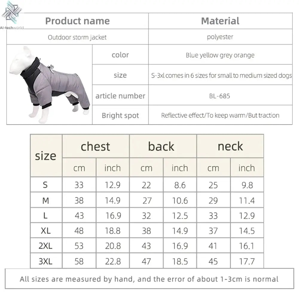 Winter Warm Thicken Pet Dog Jacket Waterproof Dog Clothes for Small Medium Dogs Puppy Coat Chihuahua French Bulldog Pug Clothing Ai-TechWorld 