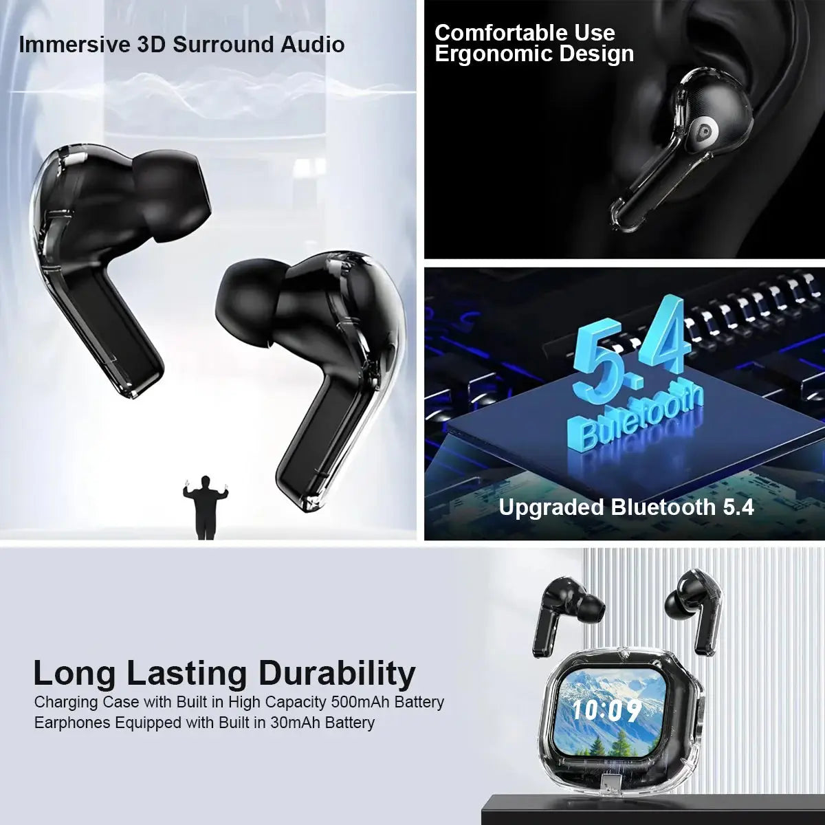 Wireless Bluetooth Headphones,144 Language Real Time Translation Earphones for Business,with Smart Touch Screen HiFi TWS Headset - Ai-TechWorld