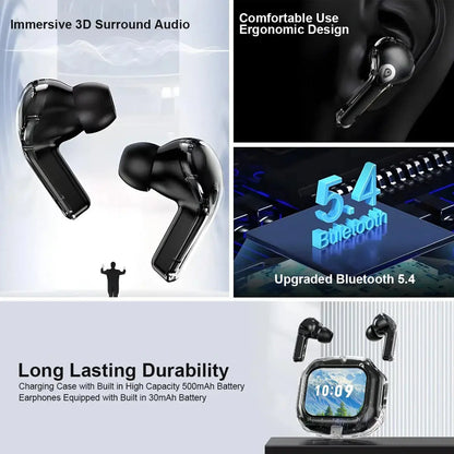 Wireless Bluetooth Headphones,144 Language Real Time Translation Earphones for Business,with Smart Touch Screen HiFi TWS Headset - Ai-TechWorld