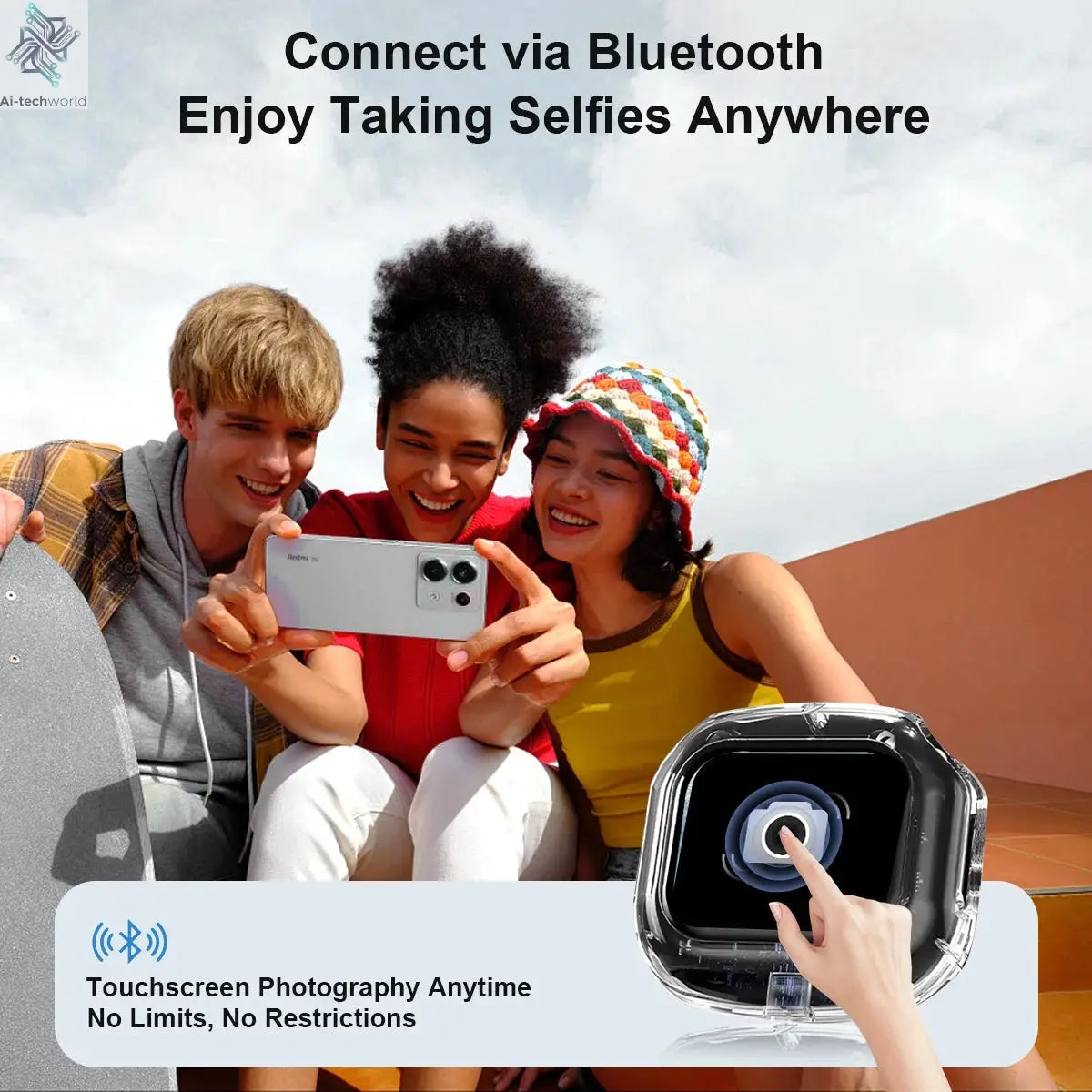 Wireless Bluetooth Headphones,144 Language Real Time Translation Earphones for Business,with Smart Touch Screen HiFi TWS Headset - Ai-TechWorld