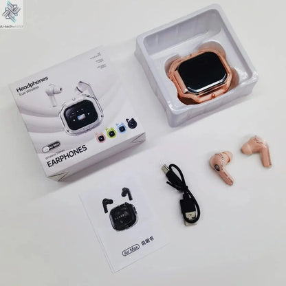 Wireless Bluetooth Headphones,144 Language Real Time Translation Earphones for Business,with Smart Touch Screen HiFi TWS Headset - Ai-TechWorld