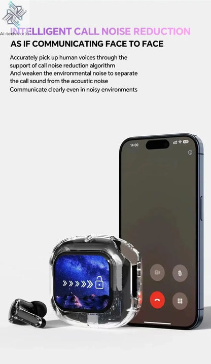 Wireless Bluetooth Headphones,144 Language Real Time Translation Earphones for Business,with Smart Touch Screen HiFi TWS Headset - Ai-TechWorld