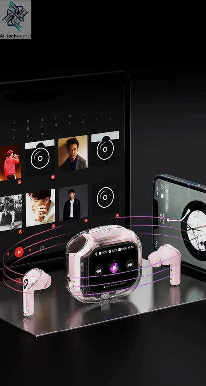 Wireless Bluetooth Headphones,144 Language Real Time Translation Earphones for Business,with Smart Touch Screen HiFi TWS Headset - Ai-TechWorld