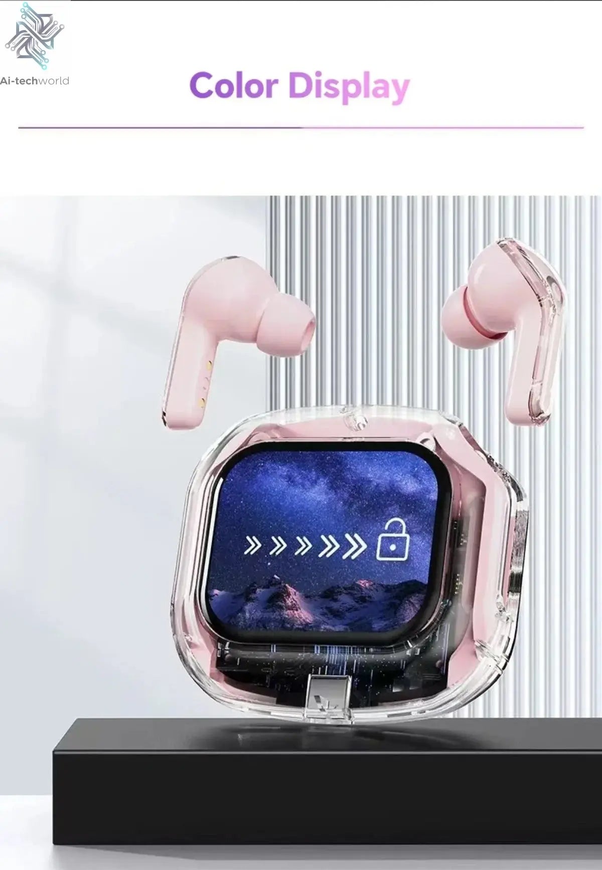 Wireless Bluetooth Headphones,144 Language Real Time Translation Earphones for Business,with Smart Touch Screen HiFi TWS Headset - Ai-TechWorld