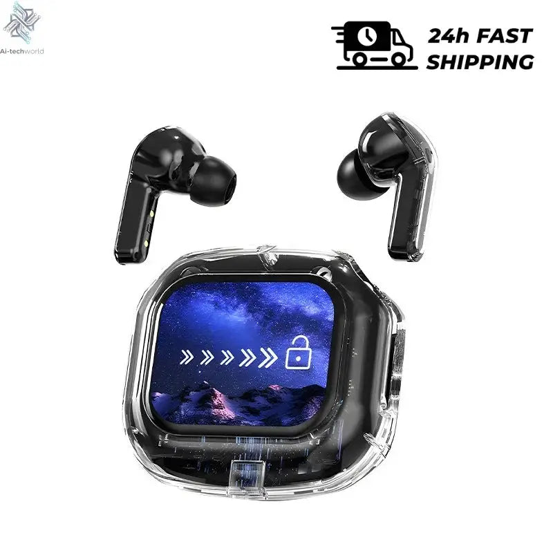 Wireless Bluetooth Headphones,144 Language Real Time Translation Earphones for Business,with Smart Touch Screen HiFi TWS Headset - Ai-TechWorld