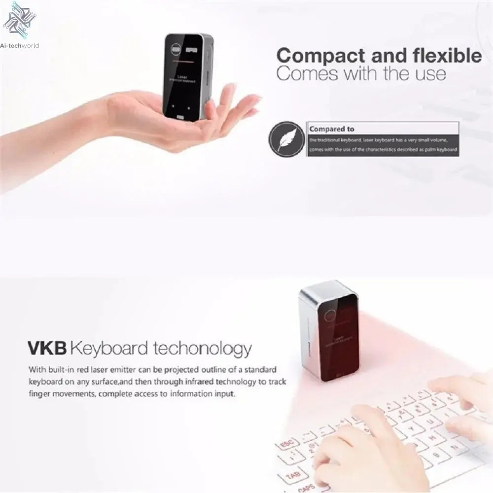 Wireless Bluetooth Virtual Laser Keyboard – Portable Mini Projection Keyboard - Ai - TechWorld