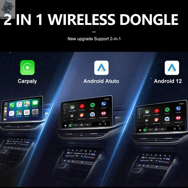 Wireless CarPlay Android Auto 2in1 AI Smart Box Apple Carplay Wireless Android Auto Mini Car Play Adapter Bluetooth for The Car Ai-TechWorld 