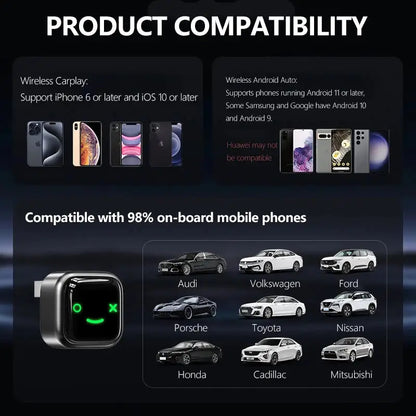 Wireless CarPlay Android Auto 2in1 AI Smart Box Apple Carplay Wireless Android Auto Mini Car Play Adapter Bluetooth for The Car Ai-TechWorld 