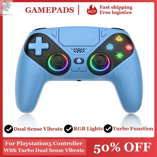 Wireless Controller For Ps5/Ps5 Pro/Ps5 Slim/Pc With Hall Joystick Dual Vibration Gamepad Turbo Dual Sense Programming Ai-TechWorld 