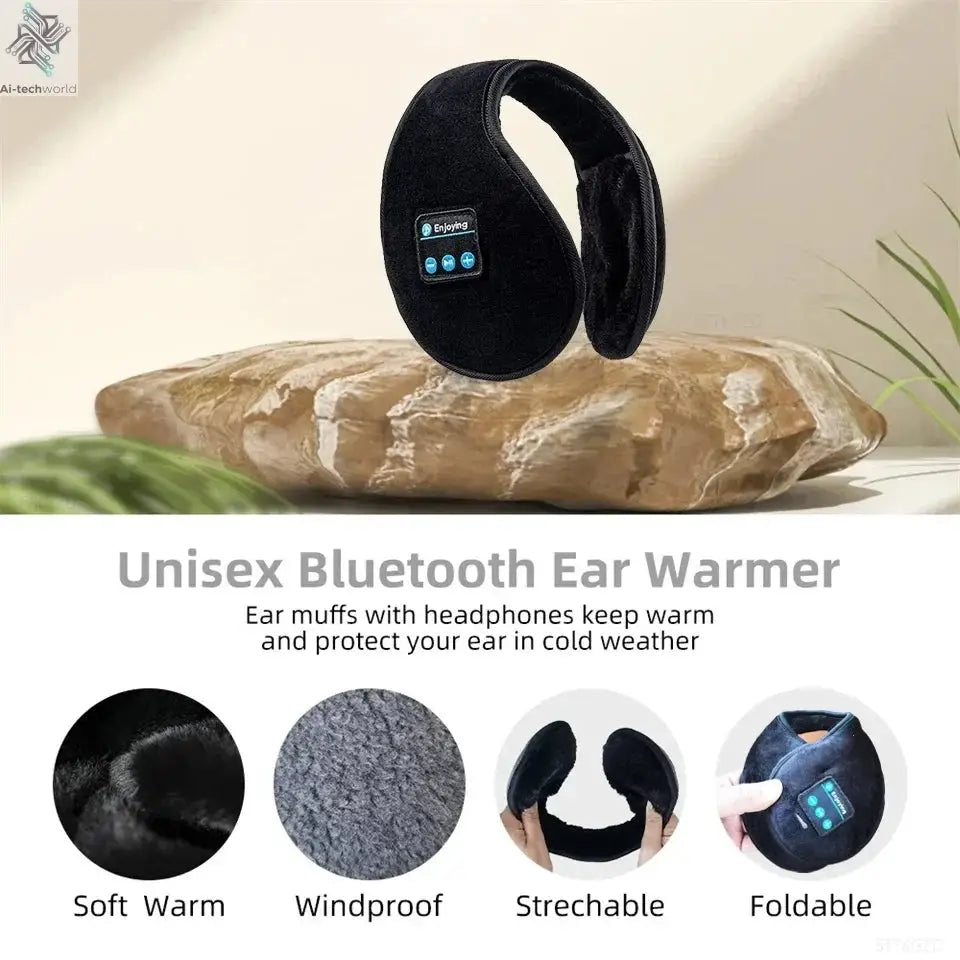 Wireless Ear muffs Bluetooth Headphones Earmuffs Winter Earplug Casual Cap Sports riding warmer Earmuff men women music Earphone - Ai-TechWorld