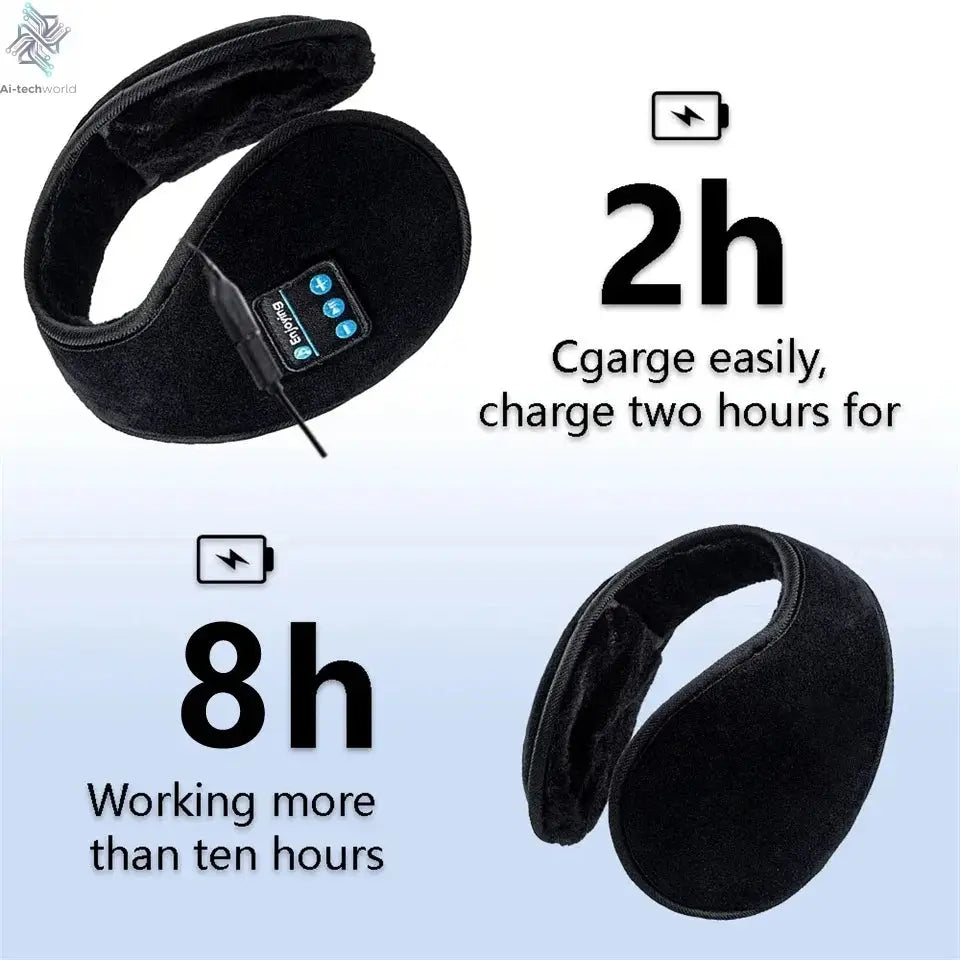 Wireless Ear muffs Bluetooth Headphones Earmuffs Winter Earplug Casual Cap Sports riding warmer Earmuff men women music Earphone - Ai-TechWorld
