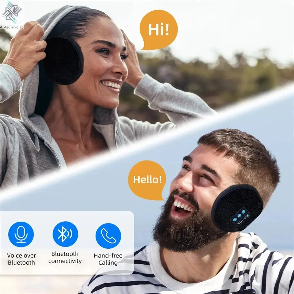 Wireless Ear muffs Bluetooth Headphones Earmuffs Winter Earplug Casual Cap Sports riding warmer Earmuff men women music Earphone - Ai-TechWorld