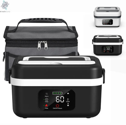 Wireless Electric Insulated Lunch Box - Built-in 8000mAh Battery, 60W Heating Lunch Box 1L Stainless Steel Lunch Box Food Warmer Ai-TechWorld 