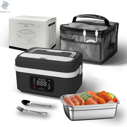 Wireless Electric Insulated Lunch Box - Built-in 8000mAh Battery, 60W Heating Lunch Box 1L Stainless Steel Lunch Box Food Warmer Ai-TechWorld 