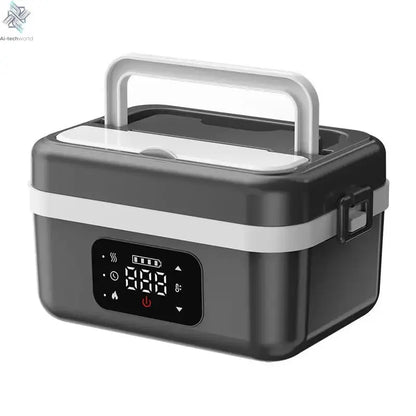 Wireless Electric Insulated Lunch Box - Built-in 8000mAh Battery, 60W Heating Lunch Box 1L Stainless Steel Lunch Box Food Warmer Ai-TechWorld 