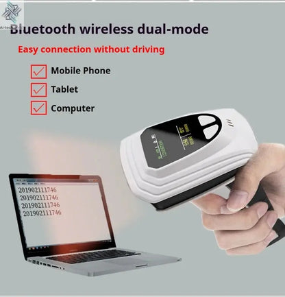 Wireless Handheld 2D Bluetooth Barcode Scanner PDF417 Data Matrix QR Code Reader with LCD Screen Display Image Logistic Reader Ai-TechWorld 